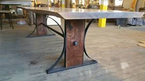 Rare Bastogne Walnut Dining Table With Steel And Walnut Base Metal Table Base Metal Table Legs Farmhouse Table Legs