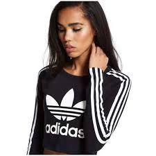 Long Sleeve Black Adidas Crop Top Adidas Originals Paris Longsleeve Crop T Shirt 46 Liked On Polyvore Featuring Tops T Shirts B Long Sleeve Black Tee Clothes Design Black Long Sleeve Top