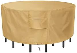 Sunkorto Round Patio Table Chair Set Cover Waterproof Wear Resistant Patio Furniture Cover In 2020 Round Patio Table Patio Furniture Covers Patio Furniture Sets