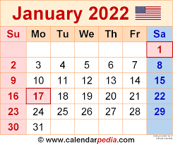 January 2022 Calendar Templates For Word Excel And Pdf