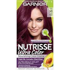Fills and strengthens fiber damage from within and resurfaces the cuticle for uniform porosity. Nutrisse Ultra Color Dark Intense Violet Hair Color Garnier