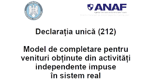 14/2021 pentru aprobarea modelului, continutului, modalitatii de depunere si de gestionare a formularului 212 declaratie unica privind impozitul pe venit si contributiile sociale datorate de persoanele fizice a fost publicat in monitorul oficial, partea i nr. Model DeclaraÈ›ie UnicÄƒ ActivitÄƒÈ›i Independente Impuse In Sistem Real