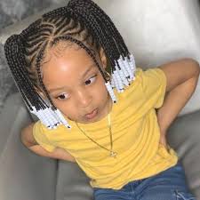 Double Pony Tail Braid In 2020 Kids Braided Hairstyles Black Kids Hairstyles Black Kids Braids Hairstyles