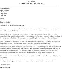 Distribution Manager Cover Letter Example Icover Org Uk