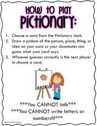 Teams of 2/3 students works best but you can increase this as needed. Pictionary Cards And Directions Pictionary Game Night Ideas Family Field Day Games