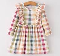 Fall Thanksgiving Plaid Long Sleeve Girls Dress – Rylee ...