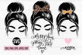 Download Messy Bun Hair Svg Messy Bun Bundle Bun Mom Lashes Svg 1298112 Illustrations Design Bundles