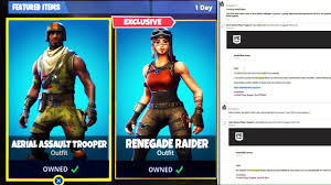 This skin is included in the storm scavenger set. Renegade Raider Returning Confirmed By Epic Employee Fortnite Renegade Raider Item Shop Update Youtube