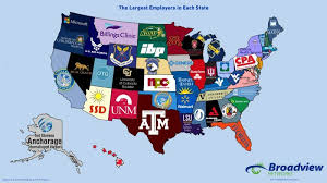 Largest Employers In Each State Map Teaching Economics States