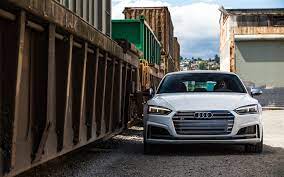 Download Wallpapers Audi S5 Sportback 2018 Front View White S5 New A5 German Cars Audi Audi S5 Audi S5 Sportback German Cars