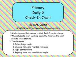 Primary Daily 5 Check In Flip Chart