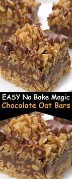 Easy No Bake Magic Chocolate Oat Bars Inspiration Chocolate Oat Bars Recipe Oat Bar Recipes Oat Bars