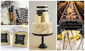 White seats, black tables, monochrome table runners and black and white dishes and glasses will become your base. Pin On Black White Gold Dinner Party Ideas