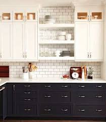 Two tone kitchen features white upper cabinets and blue lower cabinets paired with white and grey quartzite countertops and a white subway tiled backsplash accented with dark grout. 58 Two Toned Kitchens Ideas Kitchen Remodel Kitchen Design Kitchen Renovation
