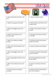 Multiple choice game · hidden answer format · pdf print, history, 16897. Quiz Usa Trivia English Esl Worksheets For Distance Learning And Physical Classrooms