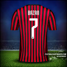 Ac Milan 2019 20 Shirt Number 7 Bazan In 2020 Ac Milan 20th Shirt Custom Football Shirts