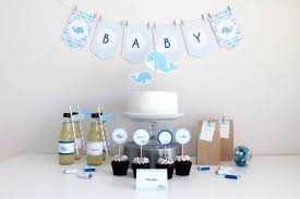 Whale themed baby shower ombre cake. Whale Baby Shower Printables Blue My Party Design