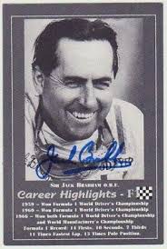 Jack Brabham Autograph. Signed Card. COA