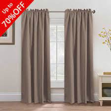 Blackout Thermal Insulated Curtains Drapes Back Tab Rod Pocket Energy Efficient Bedroom Curtains Warm Taupe Sold Per Pair 52wx84l Inch Walmart Com