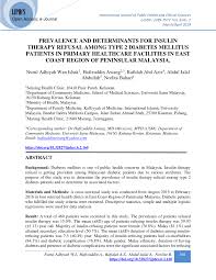 Malaysia coronavirus update with statistics and graphs: Pdf Prevalence And Determinants For Insulin Therapy Refusal Among Type 2 Diabetes Mellitus Patients In Primary Healthcare Facilities In East Coast Region Of Peninsular Malaysia