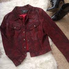 Sold Red Leather Snakeskin Jacket Vintage Jacket Jackets Print Jacket