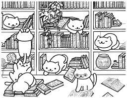 Celebrate patience and fortitude's birthday with this library lion coloring page by illustrator antonio de jesus. Cozy Cat Library I Draw Nekoatsume Coloring Sheets For My Students Here S One For All Of You To Color Aww
