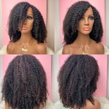 Bob hairstyle kinky curly human hair capless wigs 12 inches. Type 4 Human Hair Kinky Curl Afro Half Wig Etsy