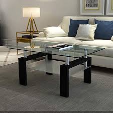 With a modern style, this coffee table will serve as a contemporary piece of furniture that fits with any room. Meihua Rectangle Glass Coffee Table 2 Tier Tea Table Modern Side Coffee Table For Living Room Black Pricepulse
