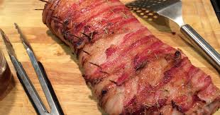 Scrape any juices from large skillet into cranberry mixture. Mystery Lovers Kitchen Bacon Wrapped Pork Loin Roasted Over A Grill Recipe From Darylwoodgerber