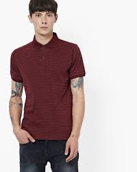 micro dot print polo t shirt