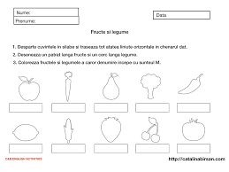 Fisa De Lucru Fructe Si Legume Desparte In Silabe Deseneaza Si Coloreaza Printed Pages Kids Education Education