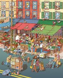 City Farmer S Market By Chuck Dillon Via Behance Una Calle Muy Animada Quien Es Quien Del Que Estan Spanish Writing Picture Prompts Picture Writing Prompts