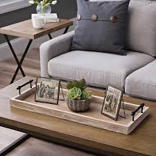 Copper and pale wood look super together. Wooden Decorative Tray With Metal Handles Kirklands