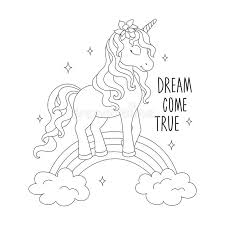 Unicorn On A Rainbow Coloring Pages Dream Come True Text Design For Kids Fashion Illustration Drawing In Modern Style For Stock Illustration Illustration Of Fashion Horse 144419827 Free printable unicorn coloring pages for you article tags: unicorn on a rainbow coloring pages