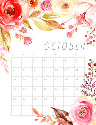 Cute October 2019 Calendar 2017 Floral Calendar Calendar Printables Cute Calendar