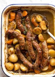 Sausage Bake With Potatoes And Gravy Recipe Sausage Dishes Sausage Recipes Pork Recipes