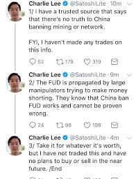 These coins could be a. Charlie Lee Claims Bitcoin China Fud Is Whale Manipulation What Do You Think Cryptocurrency