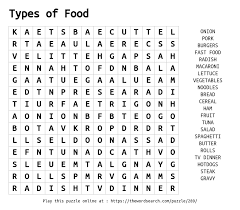 A list of free autumn and fall word search puzzles organized by skill level as well as grade level. Download Word Search On Types Of Food