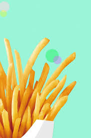 البطاطا المقلية اللذيذة بسيطة على خلفية زرقاء المواد Orange Background French Fries Background