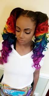 Black And Rainbow Hair Color Rainbow Pigtails Pretty Hair Color Hair Styles Curly Hair Styles