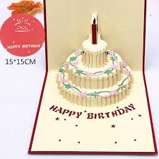 Happy birthday flowers and cake pictures. 1pcs Happy Birthday Gift Cake Card Pop Up 3d Greeting Cards With Envelope Postcard Invitation Handmade Origami Anniversary Decor Cards Invitations Aliexpress
