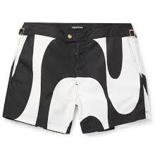 Tom Ford Slim Fit Short Length Printed Swim Shorts Black Tom Ford