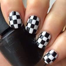 Black And White Checkered Flag Meaning Beach 101 Classy Nail Art Designs For Short Nails Checkered Nails Black And White Nail Art Orange Nail Designs