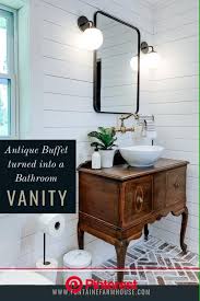 Comparing with refined vintage vanities, here open shelving is. Antique Buffet Turned Into A Bathroom Vanity Video Bathroom Vanity Bathroom Makeover Vintage Bathroom Vanities Painless Life