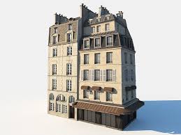 Corner Paris Building 3d Model Paris Buildings Building Low Poly 3d Models