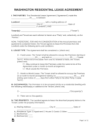 free washington lease agreements 6 residential commercial pdf word eforms