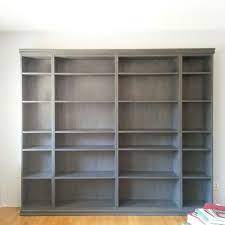 I collected paint stirrers and glued them all onto the sides of the shelf using gorilla glue. Ikea Billy Makeover Annie Sloan Chalk Paint Graphite Old White Some Left Over Skirting Ikea Meubels Ikea Meubels
