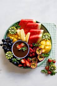 Fruit Platter With Coconut Chocolate Ganache Simply Delicious Recipe Summer Salads With Fruit Easy Fruit Salad Recipes Fruit Platter
