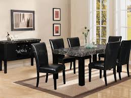 Dining Room Marble Dining Table Black Leather Dining Chair Flower Vase Ice Bucket Wine Dining Room Furniture Sets Black Dining Room Table Dining Room Table Set