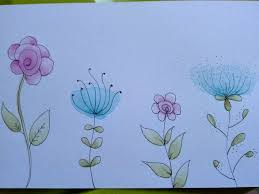 Eenvoudige Bloemen Getekend En Met Derwent Potloden Fijn Aan Het Waterverven Geslagen Bloemen Tekenen Eenvoudige Bloemen Bloemen Schilderen